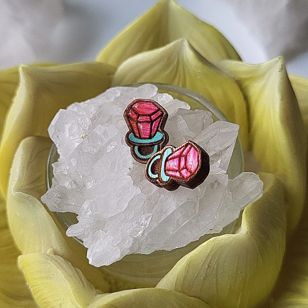 Hand-crafted Pink RING POP stud earrings